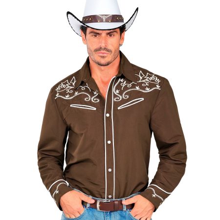 Camisa Vaquera Marron Hombre